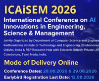 International Conference on AI Innovations in Engineering, Science & Management ICAISEM 2026 online Poster